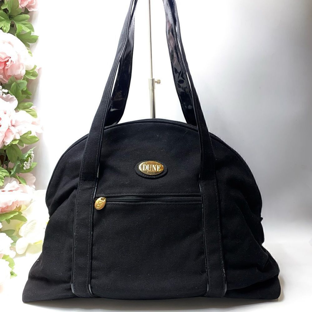 DUNE Canvas Dome Top Tote Bag Black Large